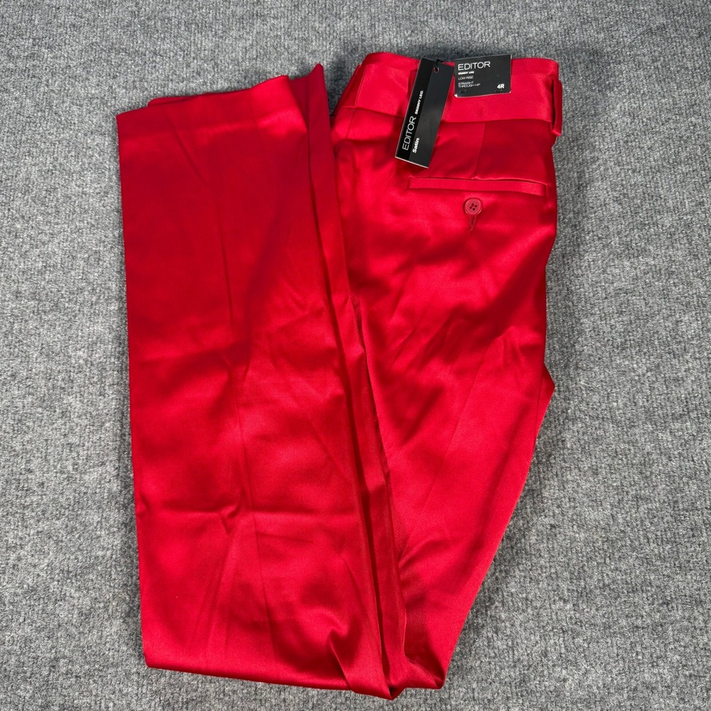 Express Design Studio Editor Red Satin Skinny Leg Low Rise Pants 4R #4473
